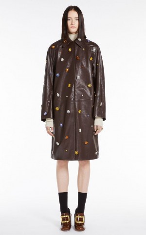 Leather Max Mara Coat In Nappa With Crystals σκούρο καφε | MMR594016