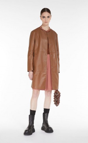 Leather Max Mara Duster Coat καφε | MMR594017