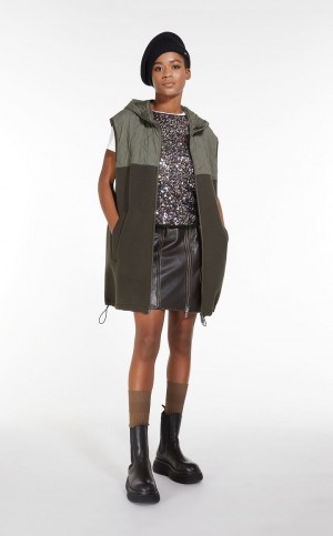 Padded Max Mara Gilet In Technical Fabric And Μαλλί σκούρο | MMR593988