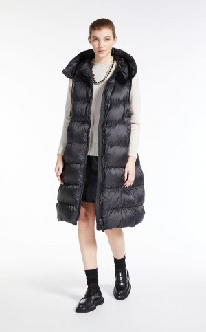 Padded Max Mara Long Gilet In θαλασσης-resistant καμβα μαυρα | MMR593977