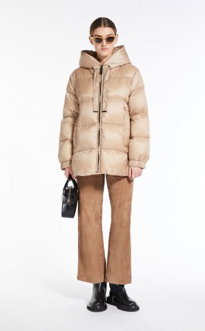 Padded Max Mara Καπιτονέ Down Jacket In θαλασσης-resistant καμβα Μπεζ | MMR593986