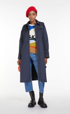 Padded Max Mara Με Επένδυση Coat In Showerproof Fabric σκουρο μπλε | MMR593967