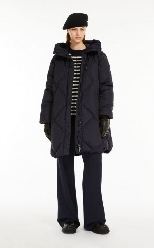 Padded Max Mara θαλασσης-repellent Taffeta Down Jacket σκουρο μπλε | MMR593994