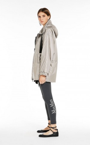 Padded Max Mara θαλασσης-repellent καμβα Jacket ανοιχτο γκρι | MMR593973