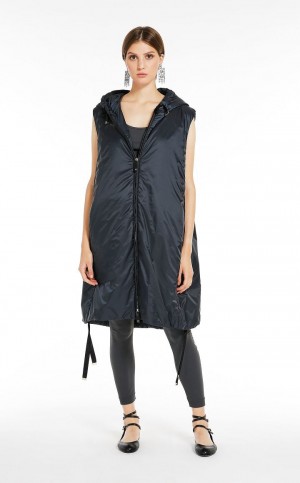 Padded Max Mara θαλασσης-resistant Technical καμβα Gilet σκουρο μπλε | MMR593978