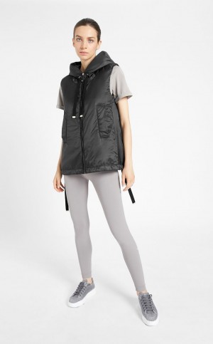 Padded Max Mara θαλασσης-resistant Technical καμβα Gilet μαυρα | MMR594003