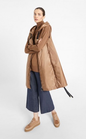 Padded Max Mara θαλασσης-resistant Technical καμβα Gilet καφε | MMR594006