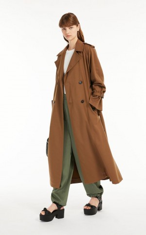 Trench Max Mara Belted In Showerproof Fabric καφε | MMR593941
