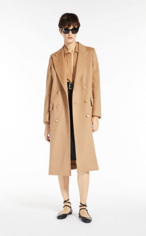 Trench Max Mara Double-breasted Camel Μπεζ | MMR593945