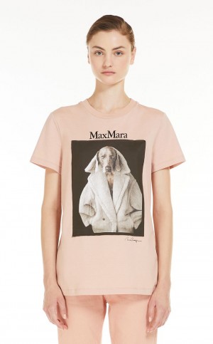 T-shirt Max Mara βαμβακερα With Wegman Print ροζ | MMR593669