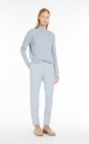 πλεκτά Max Mara Cable Cashmere ανοιχτο μπλε | MMR593419