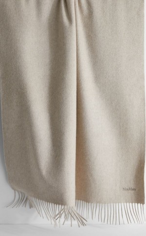 κασκολ Max Mara Cashmere Stole With Embroidery Μπεζ | MMR594279