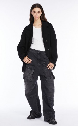 παλτό Max Mara Cashmere-blend Robe-style Jacket μαυρα | MMR593839