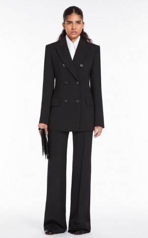 παντελόνι Max Mara Flared Pure Μαλλί μαυρα | MMR593752