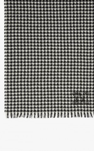 κασκολ Max Mara Houndstooth Cashmere Scarf μαυρα | MMR594267