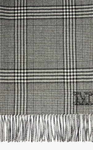 κασκολ Max Mara Jacquard Baby Alpaca Stole With Embroidery μαυρα | MMR594286