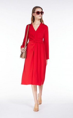Φορεμα Max Mara Long Draped Cady κοκκινα | MMR593384