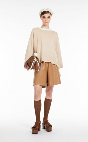 παντελόνι Max Mara Loose-fit Shorts With Drawstring καφε | MMR593755