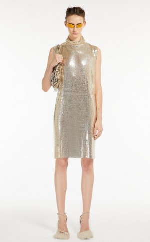 Φορεμα Max Mara Metallic-knit With Cut-out Detail ροζ | MMR593284