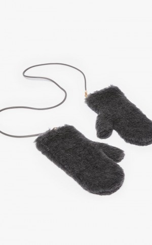 γαντια Max Mara Mittens In Teddy Fabric σκούρο γκρι | MMR594230