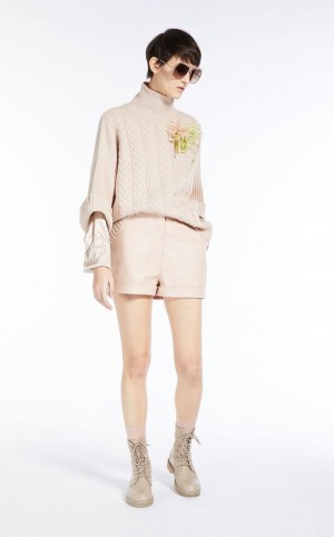 παντελόνι Max Mara Nappa δερματινα Shorts ροζ | MMR593767