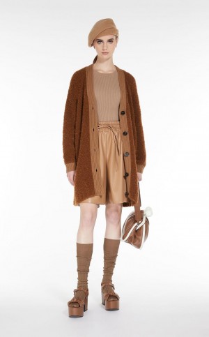 πλεκτά Max Mara Oversized Cardigan In Alpaca And Μαλλί καφε | MMR593434