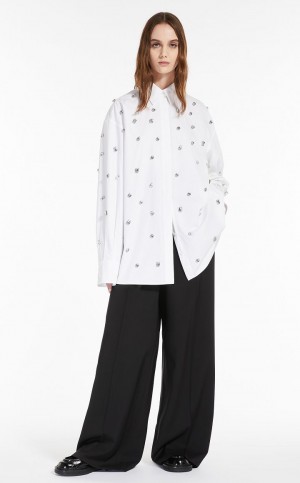 παντελόνι Max Mara Oversized Stretch Μαλλί μαυρα | MMR593788