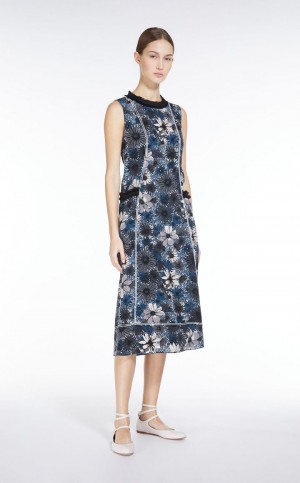 Φορεμα Max Mara Printed Crepe De Chine ανοιχτο μπλε | MMR593392