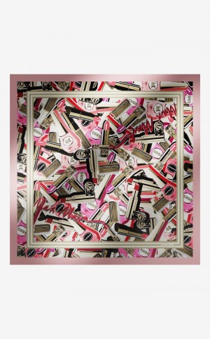 κασκολ Max Mara Printed Silk Foulard ροζ | MMR594280