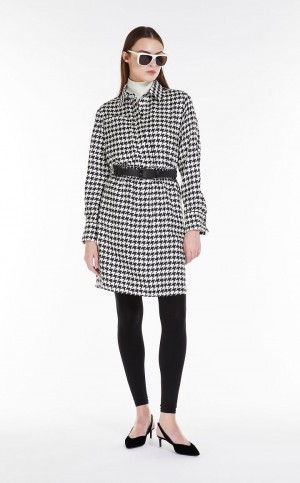 Φορεμα Max Mara Printed Silk Shirt ασπρα μαυρα | MMR593311