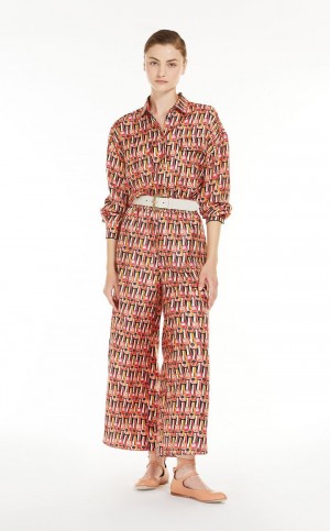 Μπλουζα Max Mara Printed Silk Twill ροζ | MMR593602