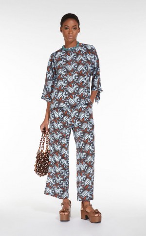 Μπλουζα Max Mara Printed Silk καφε | MMR593618