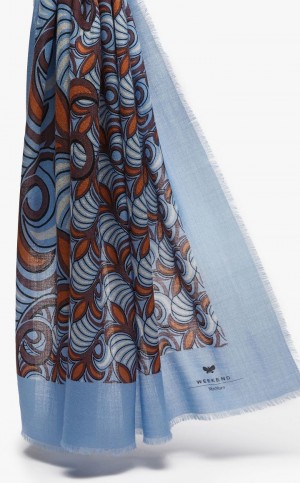 κασκολ Max Mara Printed Μαλλί Shawl ανοιχτο μπλε | MMR594270