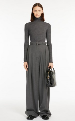 πλεκτά Max Mara Pure Virgin Μαλλί Mock Polo-neck ανοιχτο γκρι | MMR593471