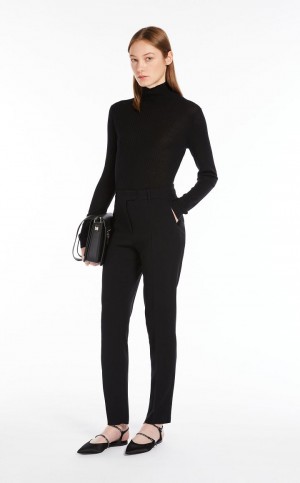 πλεκτά Max Mara Rib Μαλλί And Silk Polo-neck μαυρα | MMR593466
