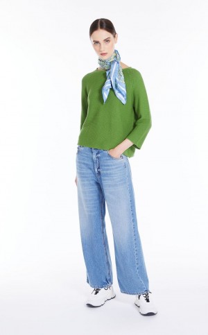 πλεκτά Max Mara Round-neck βαμβακερα Top πρασινο | MMR593456