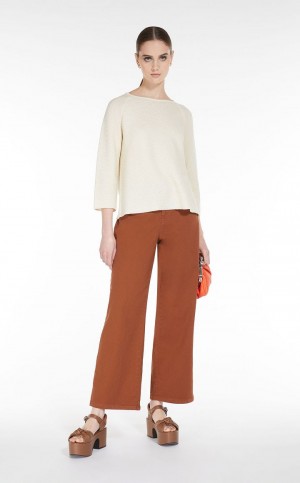 πλεκτά Max Mara Round-neck βαμβακερα Top ασπρα | MMR593470