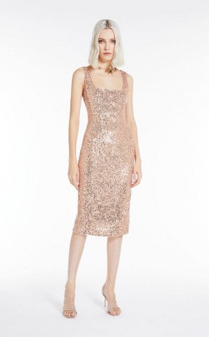 Φορεμα Max Mara Sequinned Sheath ανοιχτο ροζ | MMR593332