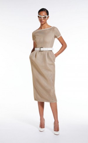 Φορεμα Max Mara Sheath In Mesh-effect Jersey καφε | MMR593412
