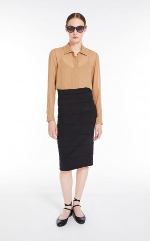 Μπλουζα Max Mara Silk Georgette καφε | MMR593595