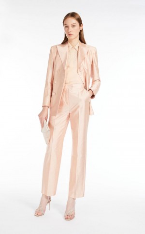 Μπλουζα Max Mara Silk Georgette ανοιχτο ροζ | MMR593578