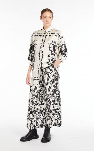 Μπλουζα Max Mara Silk Twill ασπρα μαυρα | MMR593584