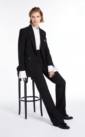 παντελόνι Max Mara Tailored Μαλλί Crêpe μαυρα | MMR593822