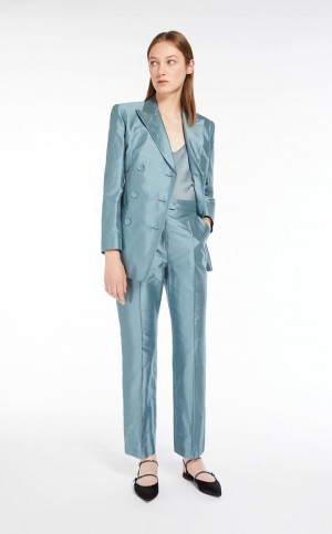 Μπλουζα Max Mara Viscose Crepon ανοιχτο μπλε | MMR593555