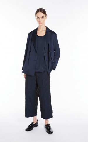 Μπλουζα Max Mara Viscose-blend Satin σκουρο μπλε | MMR593556