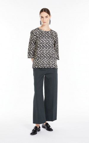 παντελόνι Max Mara Washed Gabardine σκούρο πρασινο | MMR593754