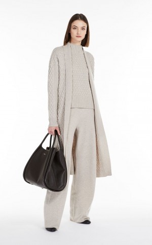παλτό Max Mara Μαλλί And Cashmere Yarn Maxi Cardigan Μπεζ | MMR593849