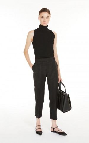 παντελόνι Max Mara Μαλλί Cigarette μαυρα | MMR593775