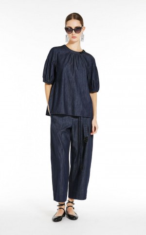 Μπλουζα Max Mara βαμβακερα Denim σκουρο μπλε | MMR593622