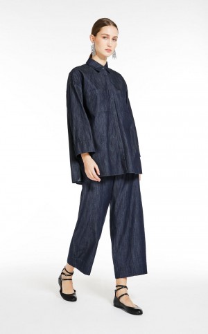 Μπλουζα Max Mara βαμβακερα Denim σκουρο μπλε | MMR593625